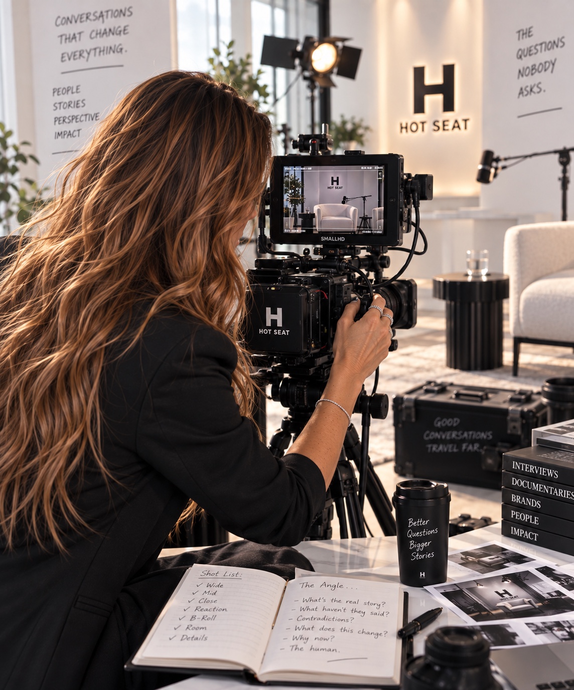 Emma Gibbs-Ng working behind a camera on set